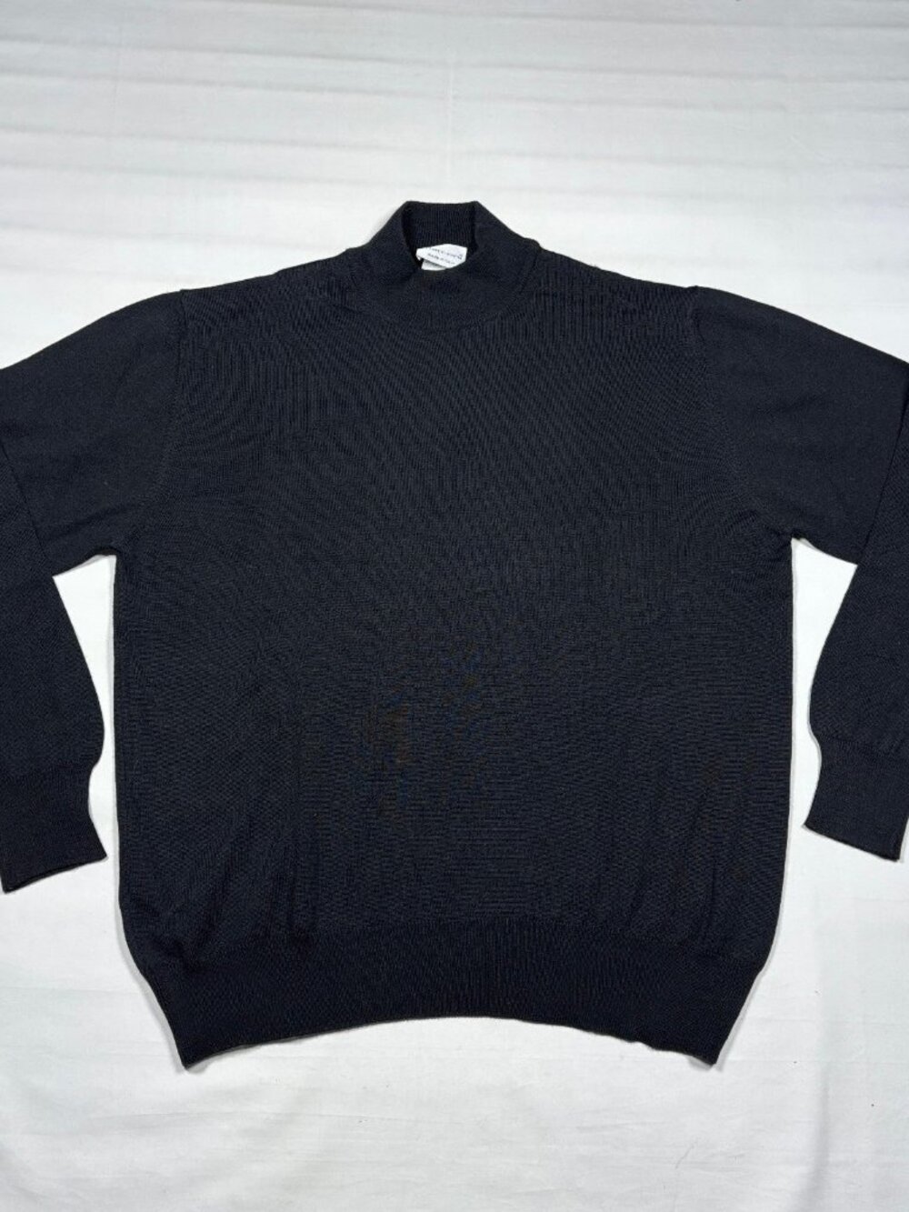 Marconi Italy Men's XL Black Merino Wool Blend Mock Neck Sweater Pullover